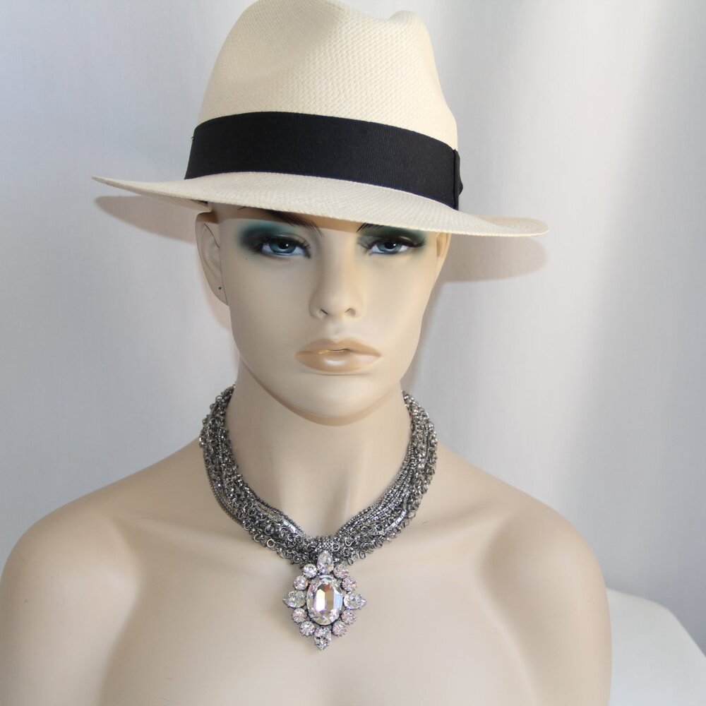 RARE Rodrigo Otazu Crystal Silver Statement Necklace - Picture 6 of 16